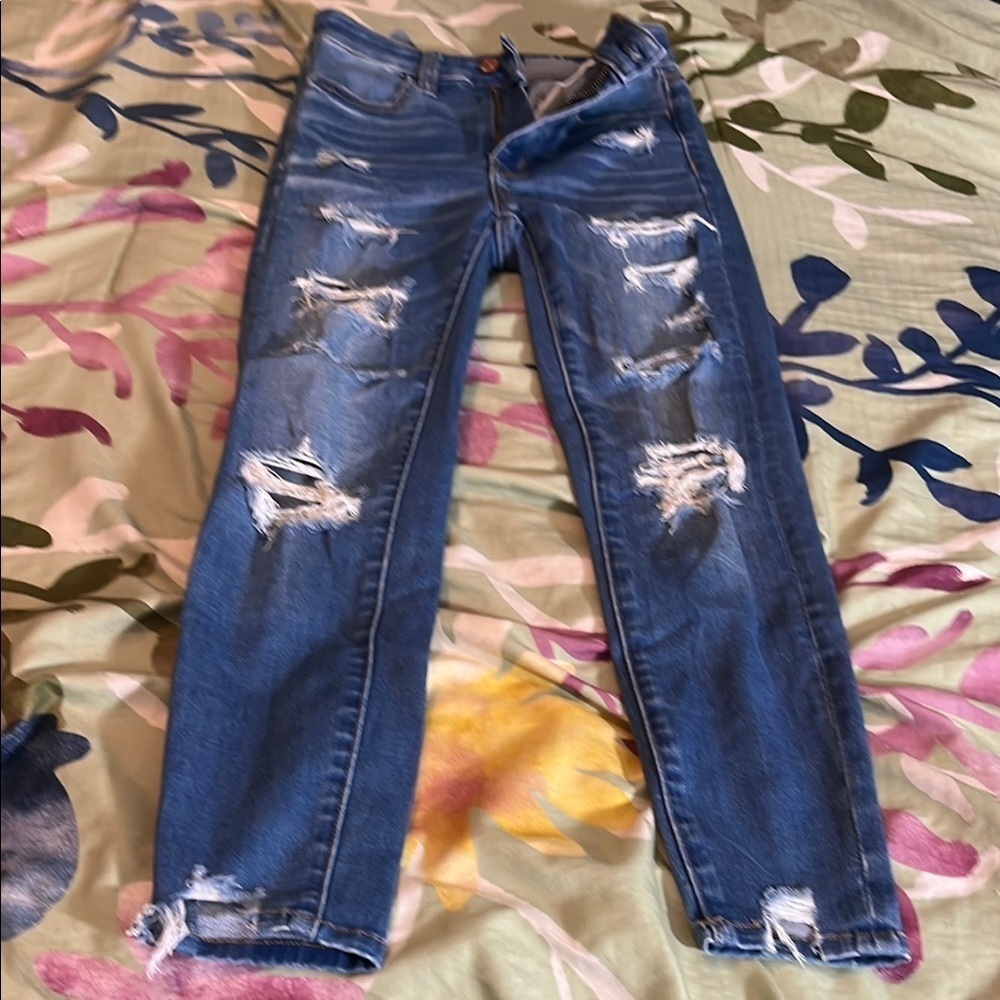American Eagle Outfitters Ripped Blue Skinny Jeans